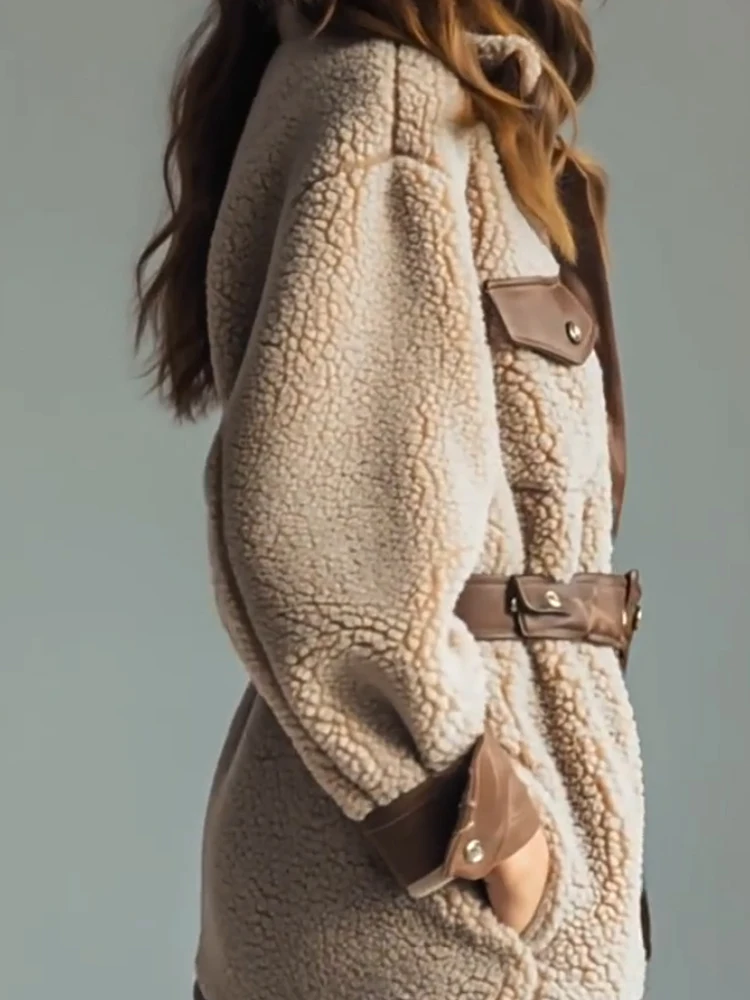 Winter Fashion Button Belt Waist Outercoat Autumn Elegant Patchwork PU Leather Coats Lady Casual Pocket Long Sleeve Solid Jacket
Winter Fashion Button Belt Waist Outercoat Autumn Elegant Patchwork PU Leather Coats Lady Casual Pocket Long Sleeve Solid Jacket