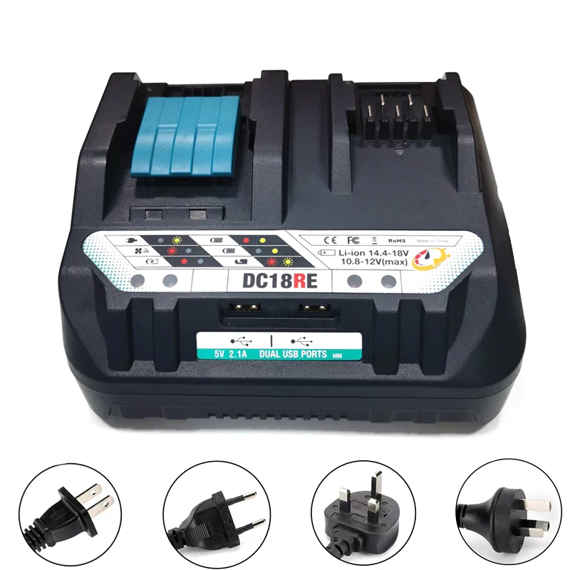 Lithium Battery Fast Charger for Makita 12V–18V Lithium Batteries Portable Dual-Port Charger Power Tool Battery Charging Station
Lithium Battery Fast Charger for Makita 12V–18V Lithium Batteries Portable Dual-Port Charger Power Tool Battery Charging Station