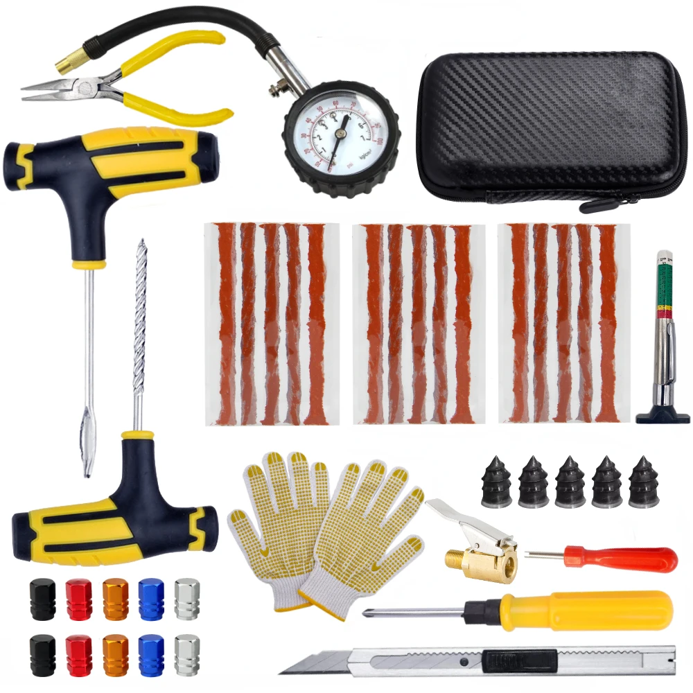 Набор для ремонта автомобильных шин, инструменты для прокола, аварийный прокол шин для универсальных полосок для шин, инструмент для ремонта клея 
Набор для ремонта автомобильных шин, инструменты для прокола, аварийный прокол шин для универсальных полосок для шин, инструмент для ремонта клея