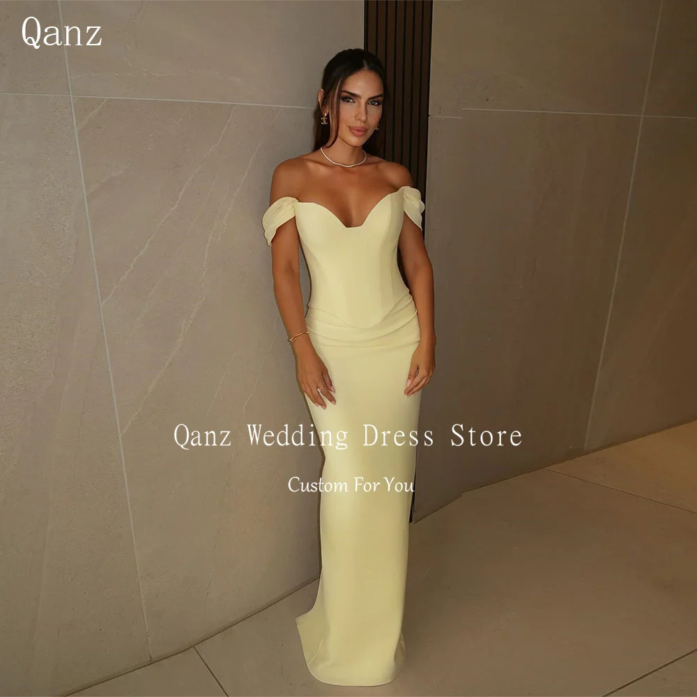 Qanz Modern Off The Shoulder Mermaid Evening Dresses Yellow Satin Party Gowns Women Corset Back Robe Cérémonie Femme Customized
Qanz Modern Off The Shoulder Mermaid Evening Dresses Yellow Satin Party Gowns Women Corset Back Robe Cérémonie Femme Customized