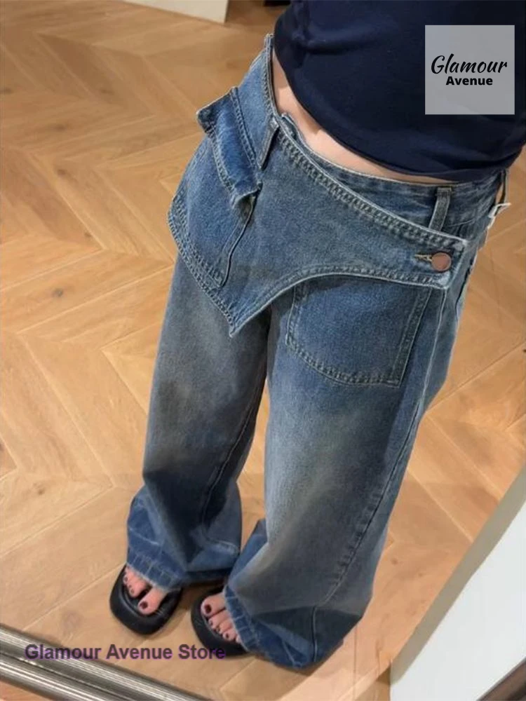 Korean fake two-piece design plus velvet padded straight jeans women's autumn and winter high waist slim wide-leg trousers
Korean fake two-piece design plus velvet padded straight jeans women's autumn and winter high waist slim wide-leg trousers