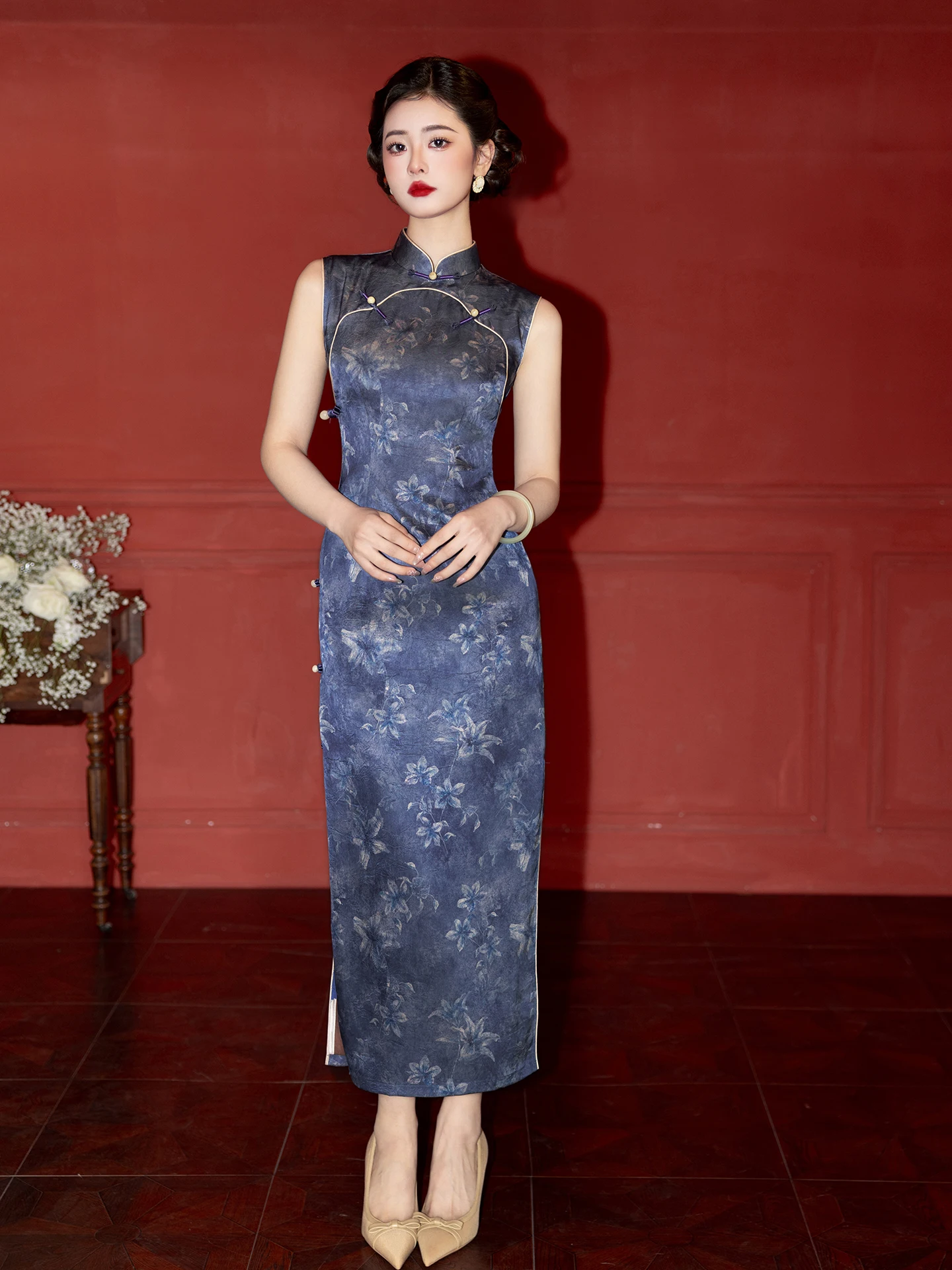 Blue Retro Hong Kong Sle Svel Women's New Summer Chinese Original Old anghai Daily Slimming plus Size
Blue Retro Hong Kong Sle Svel Women's New Summer Chinese Original Old anghai Daily Slimming plus Size
