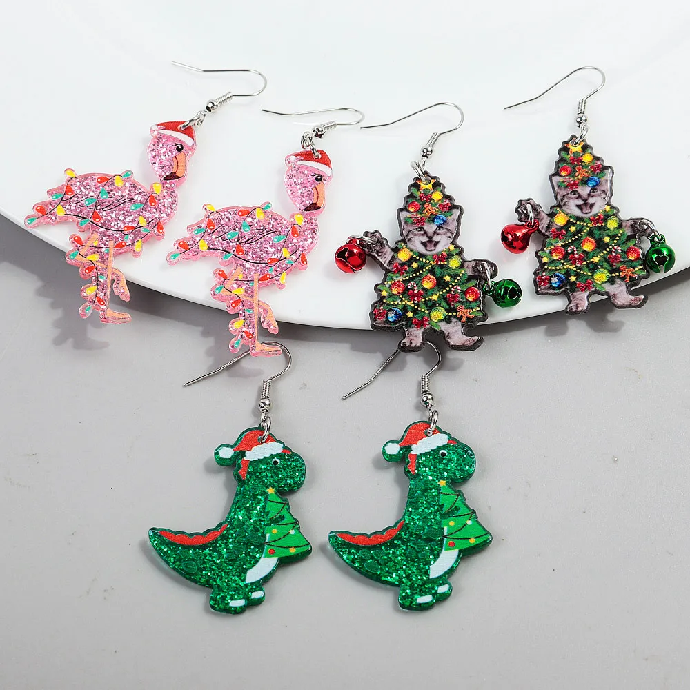 Cute Pink Flamingo Acrylic Christmas Earrings for Women Funny Chicken Cat Dinosaur Dangle Earring Fashion Party Jewelry Gifts
Cute Pink Flamingo Acrylic Christmas Earrings for Women Funny Chicken Cat Dinosaur Dangle Earring Fashion Party Jewelry Gifts