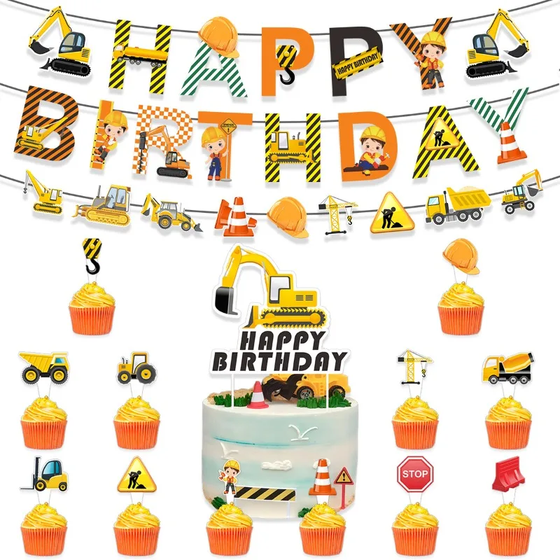 Construction Vehicle Theme Children's Birthday Party Decoration Building Excavator Flag Pulling Spiral Cake Insertion Set DIY
Construction Vehicle Theme Children's Birthday Party Decoration Building Excavator Flag Pulling Spiral Cake Insertion Set DIY