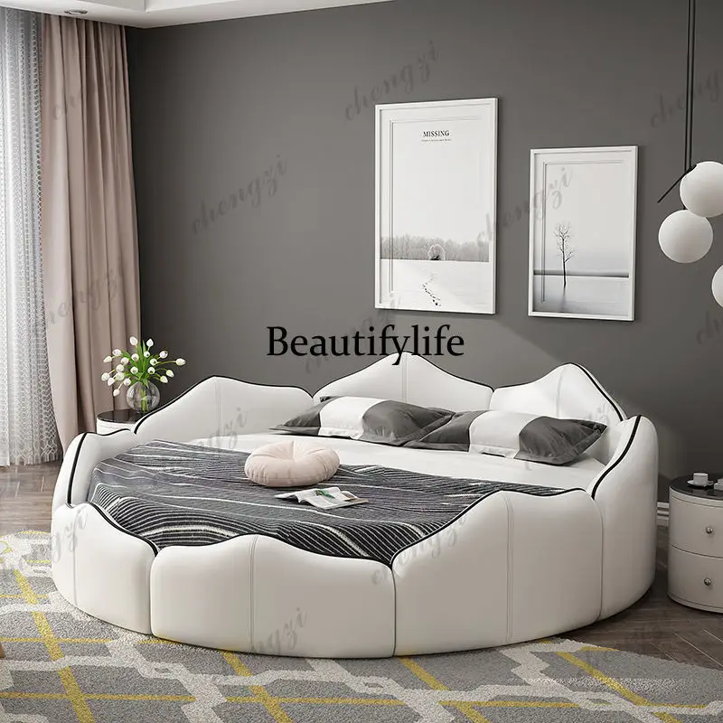 Modern White Double Bed Decoration Nordic Normal Wooden Circle Double Bed Frame Adults Luxury Cama Casal Furniture For Home
Modern White Double Bed Decoration Nordic Normal Wooden Circle Double Bed Frame Adults Luxury Cama Casal Furniture For Home