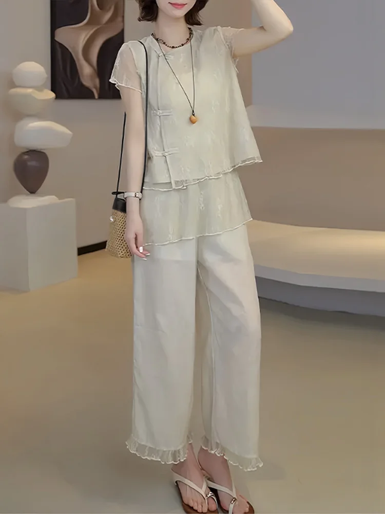 Fashionable Casual Women's Set Summer Short Sleeve Shirt And High Waist Pants Two Piece Set Breathable Medium Thickness
Fashionable Casual Women's Set Summer Short Sleeve Shirt And High Waist Pants Two Piece Set Breathable Medium Thickness