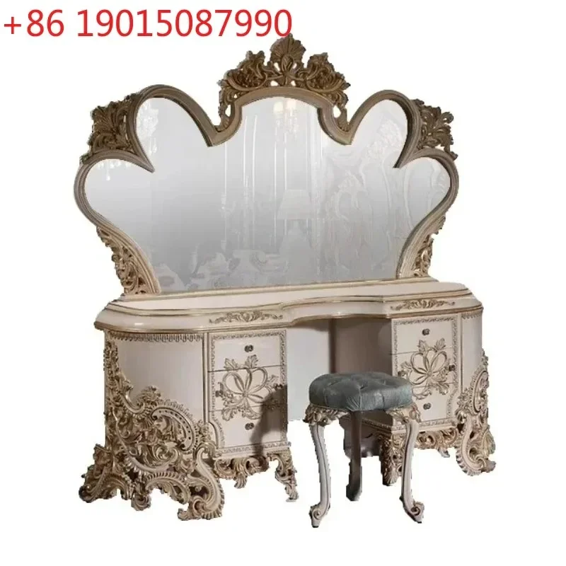 French solid wood carving flower dresser luxury princess dressing table bedroom creativity
French solid wood carving flower dresser luxury princess dressing table bedroom creativity