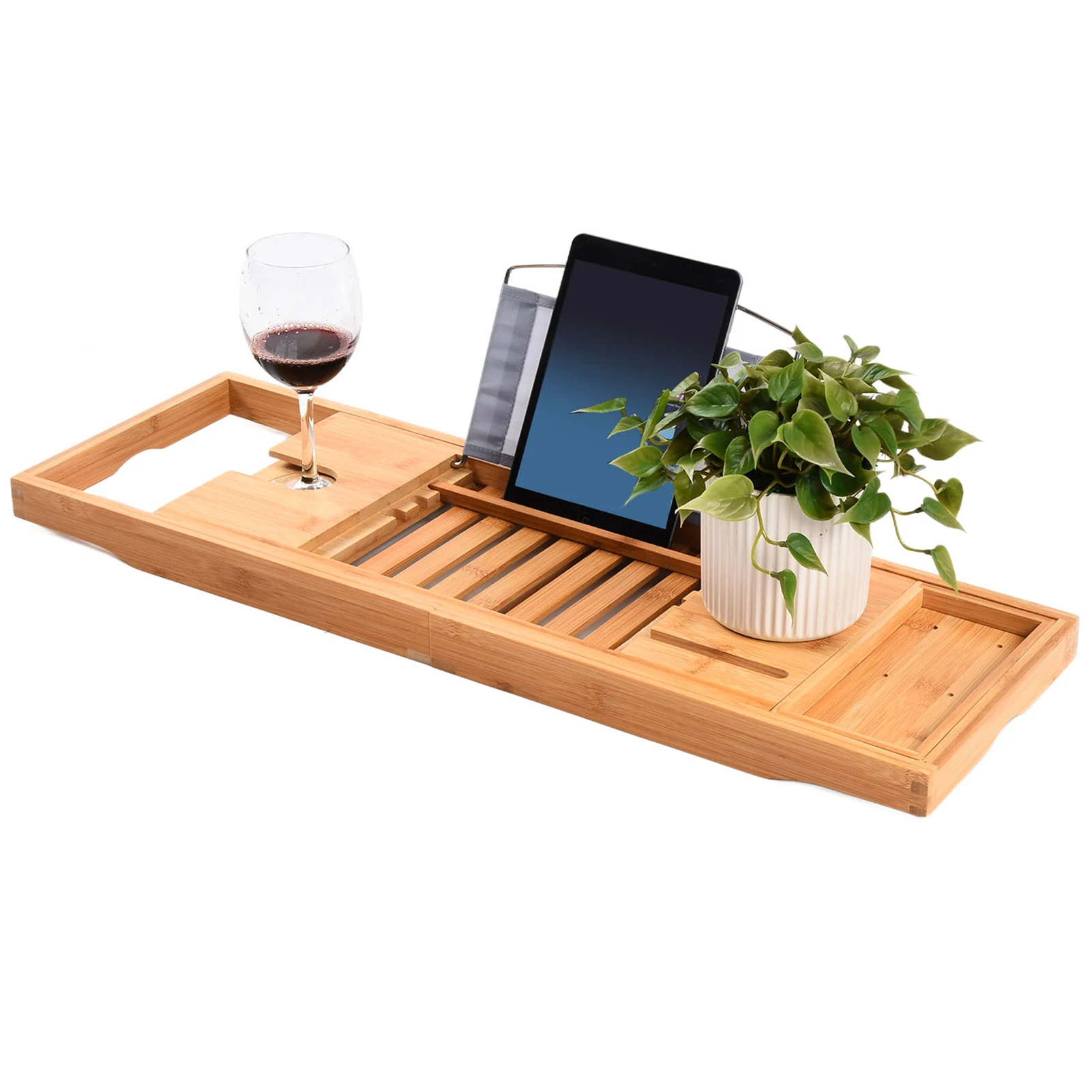 Extendable Bamboo Bathtub Tray Shower Shelf Bath Tub Storage Rack Wine Tablet Holder Organizer Viewing angle adjustment
Extendable Bamboo Bathtub Tray Shower Shelf Bath Tub Storage Rack Wine Tablet Holder Organizer Viewing angle adjustment
