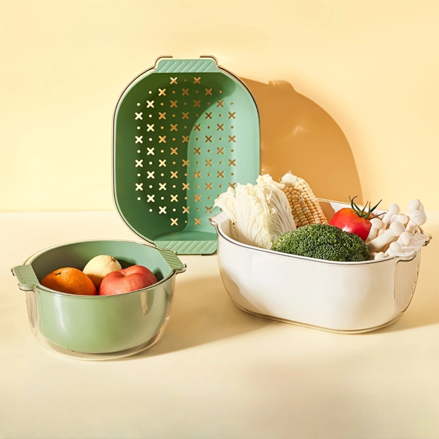 1pc Multi-functional Double-layer Drain Basket For Restaurant, Kitchen Vegetable Washing Basket, Plastic Vegetable Washing Baske
1pc Multi-functional Double-layer Drain Basket For Restaurant, Kitchen Vegetable Washing Basket, Plastic Vegetable Washing Baske