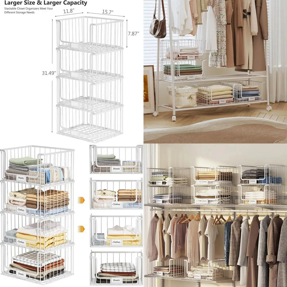 Многоуровневый органайзер для шкафа с 4 полками и проволочными корзинами, идеально подходит для хранения одежды, свитеров и продуктов, 11.8 гл x 15.7 ш, белый
Многоуровневый органайзер для шкафа с 4 полками и проволочными корзинами, идеально подходит для хранения одежды, свитеров и продуктов, 11.8 гл x 15.7 ш, белый