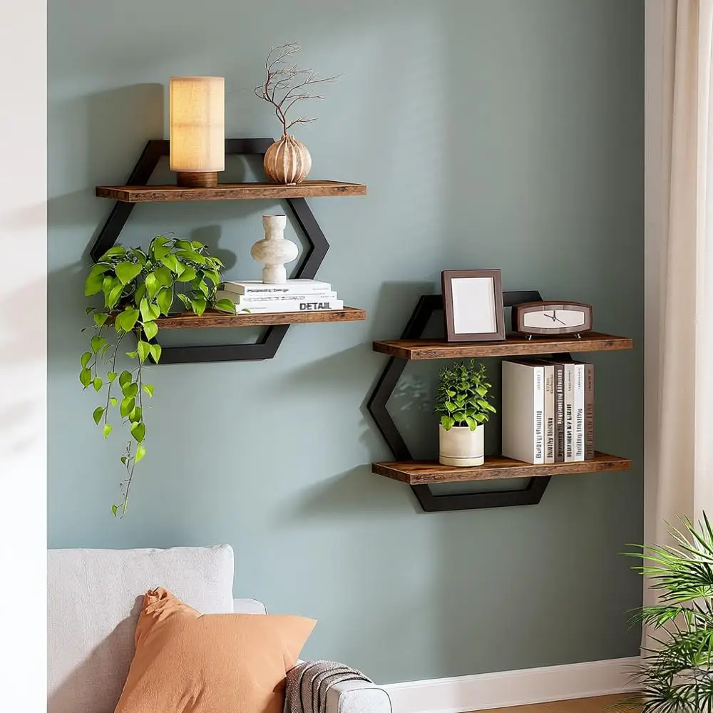 2-Tier Hanging Shelves, Wall Mounted Storage Shelves for Living Room, Bedroom, Kitchen, Home Office, Rustic Brown and Black
2-Tier Hanging Shelves, Wall Mounted Storage Shelves for Living Room, Bedroom, Kitchen, Home Office, Rustic Brown and Black