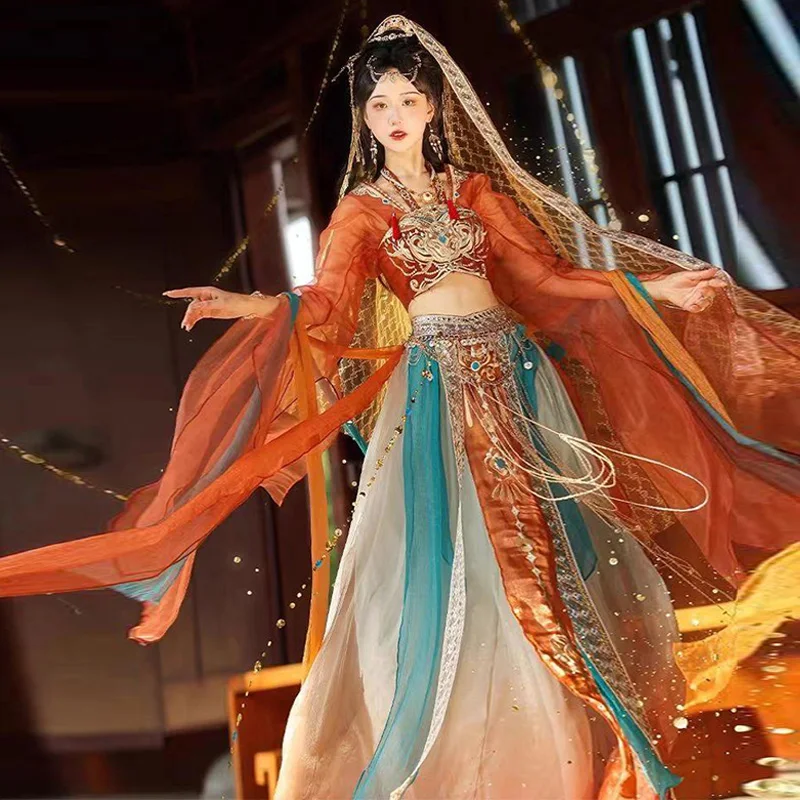 Древний танцевальный костюм ханьфу, древний костюм династии Тан, принцесса западных регионов, традиционная китайская одежда, народное платье ханьфу, косплей
Древний танцевальный костюм ханьфу, древний костюм династии Тан, принцесса западных регионов, традиционная китайская одежда, народное платье ханьфу, косплей