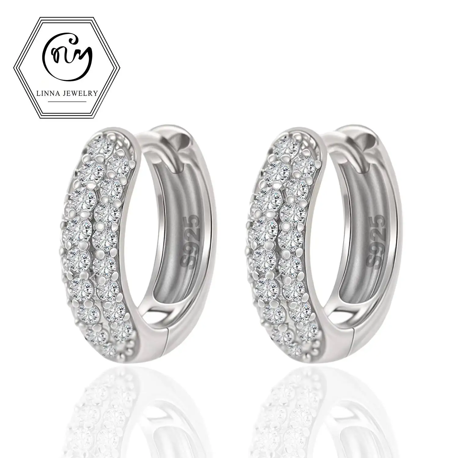 0.51 CTW Sparkling S925 Silver Rhodium Plated Triple Row Pave Hoop Brilliant Moissanite Huggies Statement GRA Certified Gift Her
0.51 CTW Sparkling S925 Silver Rhodium Plated Triple Row Pave Hoop Brilliant Moissanite Huggies Statement GRA Certified Gift Her