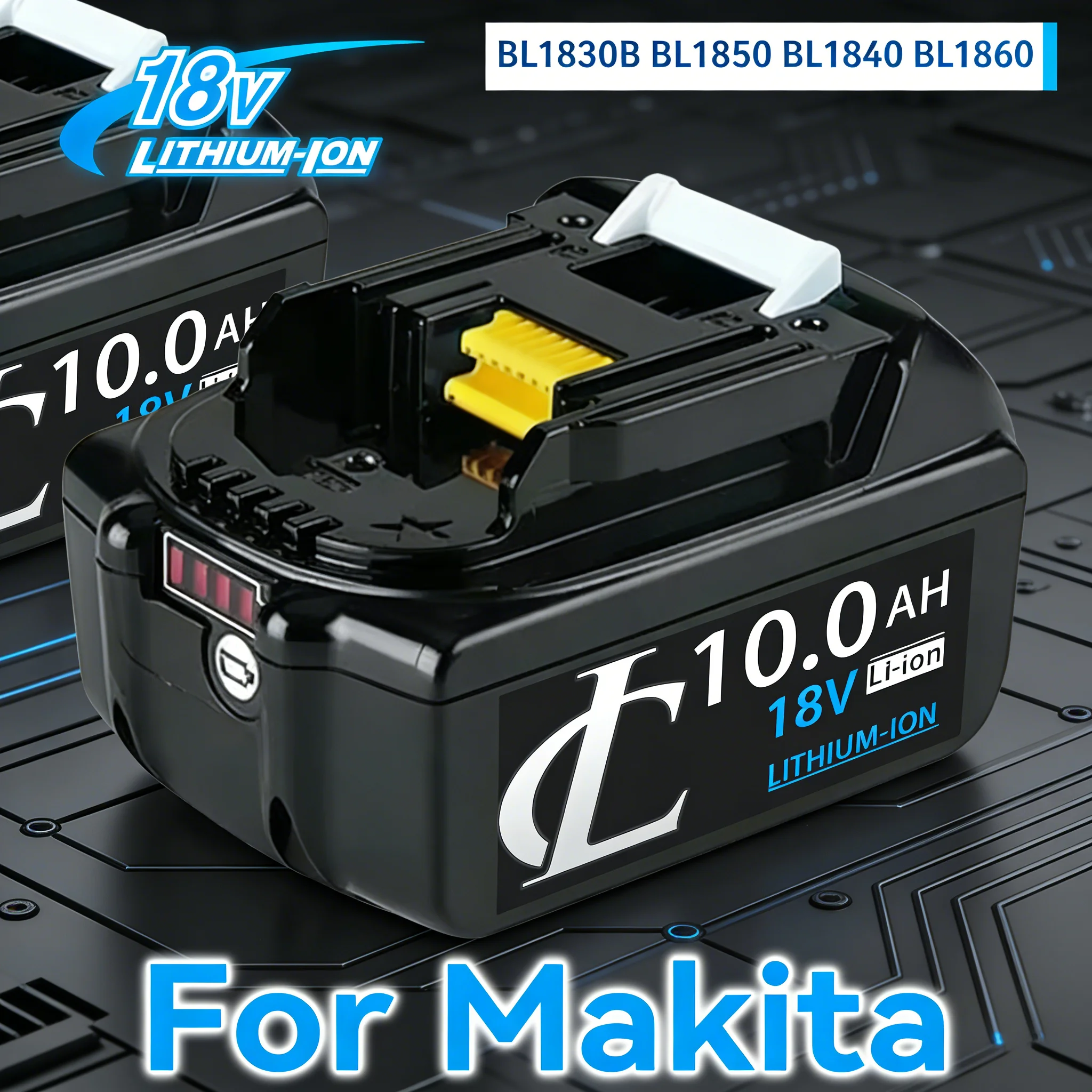 18V 10Ah Lithium Battery Replacement for Makita BL18 Series BL1830 BL1850 BL1860 BL1815 Rechargeable Power Tool Battery
18V 10Ah Lithium Battery Replacement for Makita BL18 Series BL1830 BL1850 BL1860 BL1815 Rechargeable Power Tool Battery