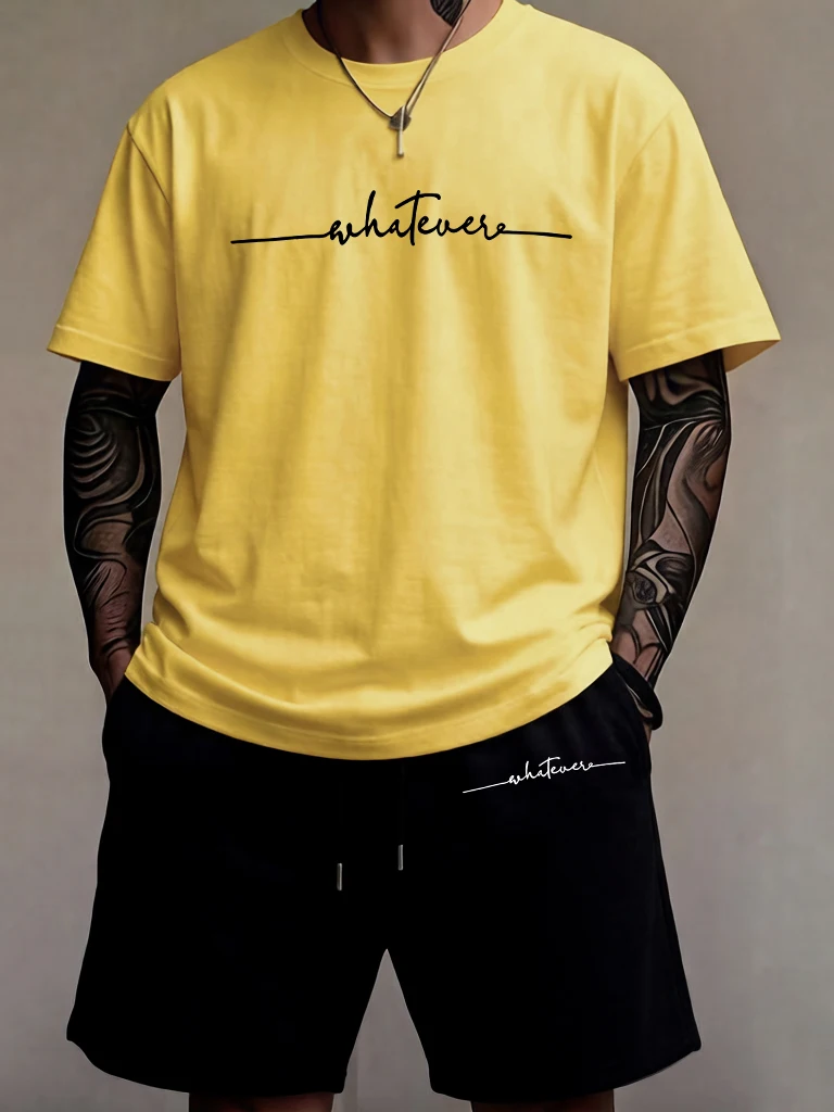 Whatever Cursive Script Print Male Cotton Simple Sportswear 2 Piece Set All-Match Casual Classic Short Jogging Summer Sportpants
Whatever Cursive Script Print Male Cotton Simple Sportswear 2 Piece Set All-Match Casual Classic Short Jogging Summer Sportpants