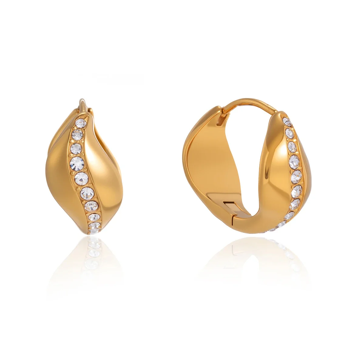 Delicate Crystal Wave Shape Clip Earrings For Women Minimalist 18K Gold Plated Stainless Steel Earrings Fashion Jewelry
Delicate Crystal Wave Shape Clip Earrings For Women Minimalist 18K Gold Plated Stainless Steel Earrings Fashion Jewelry