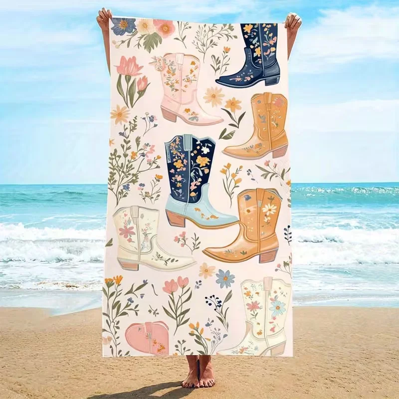 Western Cowboy Boots Floral Beach Towel Boho Farm Print Quick Dry Soft Absorbent Towel for Country Lovers
Western Cowboy Boots Floral Beach Towel Boho Farm Print Quick Dry Soft Absorbent Towel for Country Lovers