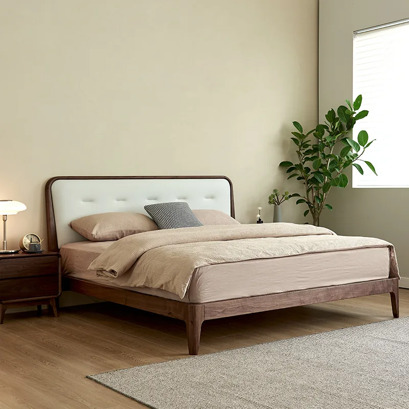 Black walnut bedroom double bed pure solid wood soft leather log bed all solid wood
Black walnut bedroom double bed pure solid wood soft leather log bed all solid wood