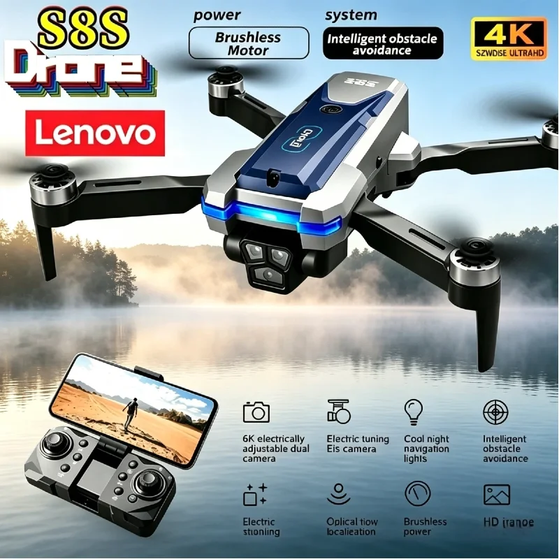 High-Power 8K Drone Lenovo S8S, Triple Camera, Smart Obstacle Avoidance, Electric Adjustable Lens, Optical Flow Quadcopter
High-Power 8K Drone Lenovo S8S, Triple Camera, Smart Obstacle Avoidance, Electric Adjustable Lens, Optical Flow Quadcopter