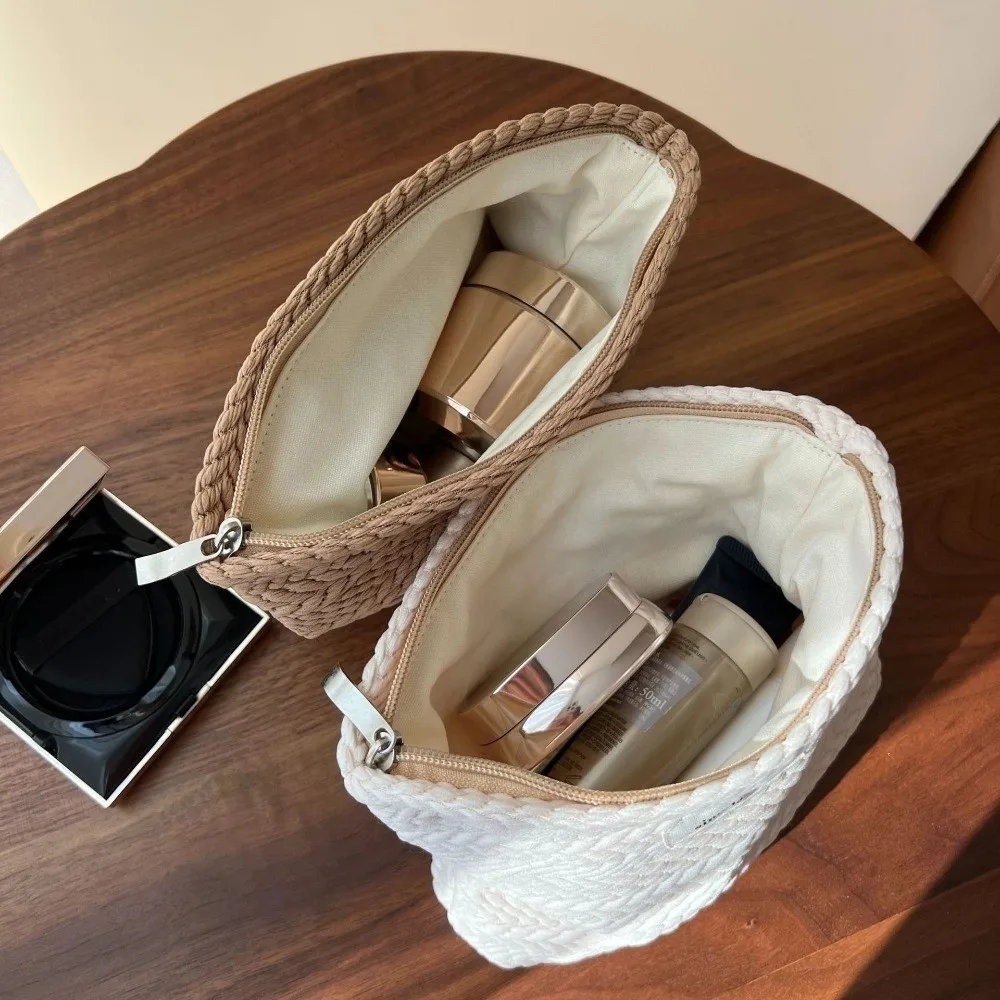 Portable Zipper Cosmetic Bags Solid Color Woven Fabric Storage Pouch Beige Coffee Zipper Bag Travel
Portable Zipper Cosmetic Bags Solid Color Woven Fabric Storage Pouch Beige Coffee Zipper Bag Travel