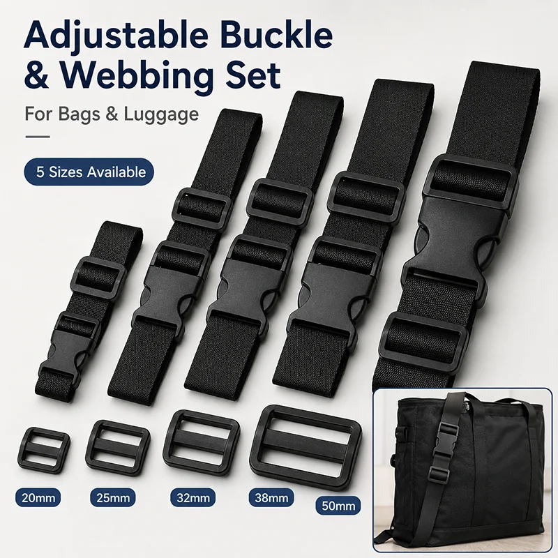 10Sets 20-50mm Black Nylon Webbing Buckle Set for Bag Strap Backpack Shoulder Belt Luggage Tri Glide Side Clip Replacement Kit
10Sets 20-50mm Black Nylon Webbing Buckle Set for Bag Strap Backpack Shoulder Belt Luggage Tri Glide Side Clip Replacement Kit