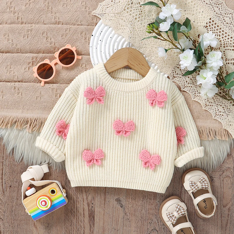 Baby Sweater Fashion Cute 3D Bows Infant Girl Tops Long Sleeve Autumn Warm Pullover Newborn Children Clothing Knitted Outerwear
Baby Sweater Fashion Cute 3D Bows Infant Girl Tops Long Sleeve Autumn Warm Pullover Newborn Children Clothing Knitted Outerwear