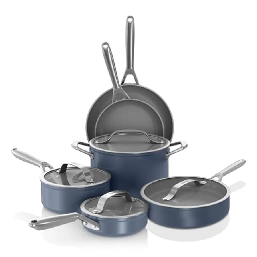 Midnight Blue Ceramic Pro 10Piece Cookware Set NonStick Pots Pans with Glass Lids Nontoxic PTFE Free Ceramic Coated Stove to Ov
Midnight Blue Ceramic Pro 10Piece Cookware Set NonStick Pots Pans with Glass Lids Nontoxic PTFE Free Ceramic Coated Stove to Ov