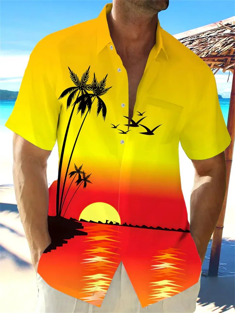 Hawaii short sleeved shirt vacation men's shirt button short sleeved 3D printed summer oversized top
Hawaii short sleeved shirt vacation men's shirt button short sleeved 3D printed summer oversized top