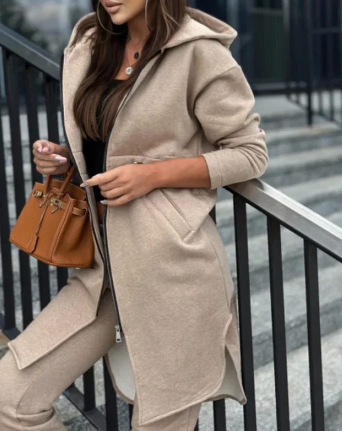 2 Piece Sets Womens Outfits Fashion Casual Solid Zipper Loose Hooded Coat and Casual Pants for Female 2024 Autumn/Winter New
2 Piece Sets Womens Outfits Fashion Casual Solid Zipper Loose Hooded Coat and Casual Pants for Female 2024 Autumn/Winter New