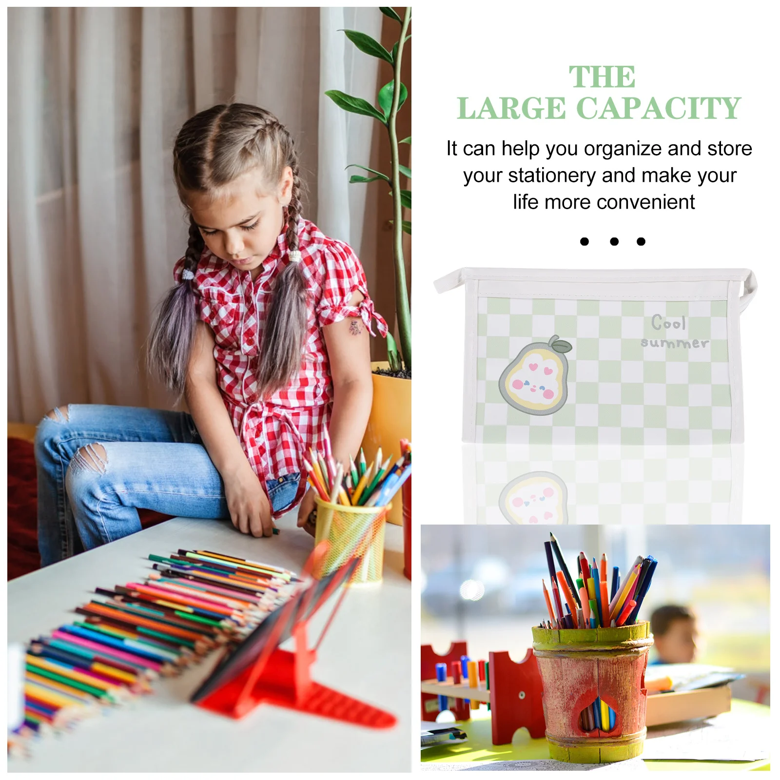 Pencil Case PU Lightweight Portable Large Capacity Zipper Storage Bag Organizer for Stationery Makeup Brush Holder
Pencil Case PU Lightweight Portable Large Capacity Zipper Storage Bag Organizer for Stationery Makeup Brush Holder