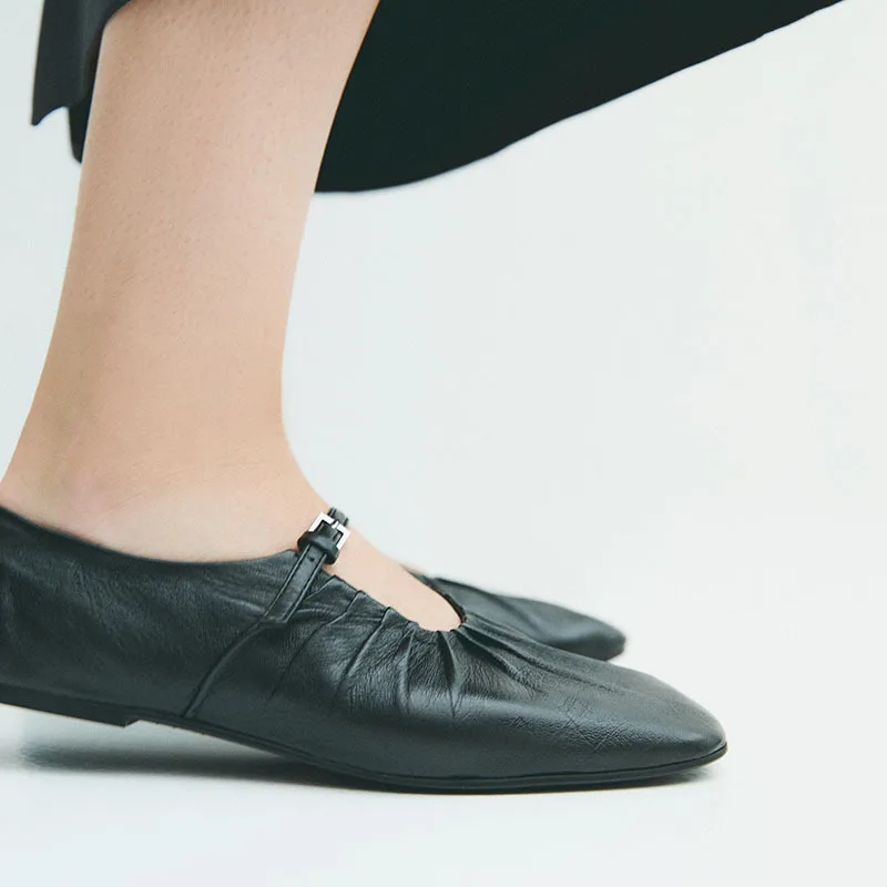 Withered Minimalist Women's Shoes Black Pleated Leather Women's Shoes Flat Bottomed Round Toe Loafers Mary Jane Ballet Shoes
Withered Minimalist Women's Shoes Black Pleated Leather Women's Shoes Flat Bottomed Round Toe Loafers Mary Jane Ballet Shoes