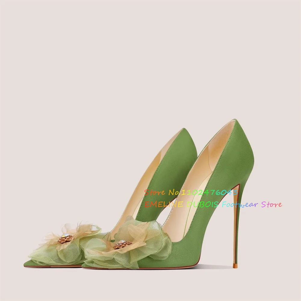 Green Flower Girl High Heels Pointed Toe Stiletto Heel Shallow Slip On Single Shoes Women Crystal Banquet Party Dress Pumps
Green Flower Girl High Heels Pointed Toe Stiletto Heel Shallow Slip On Single Shoes Women Crystal Banquet Party Dress Pumps
