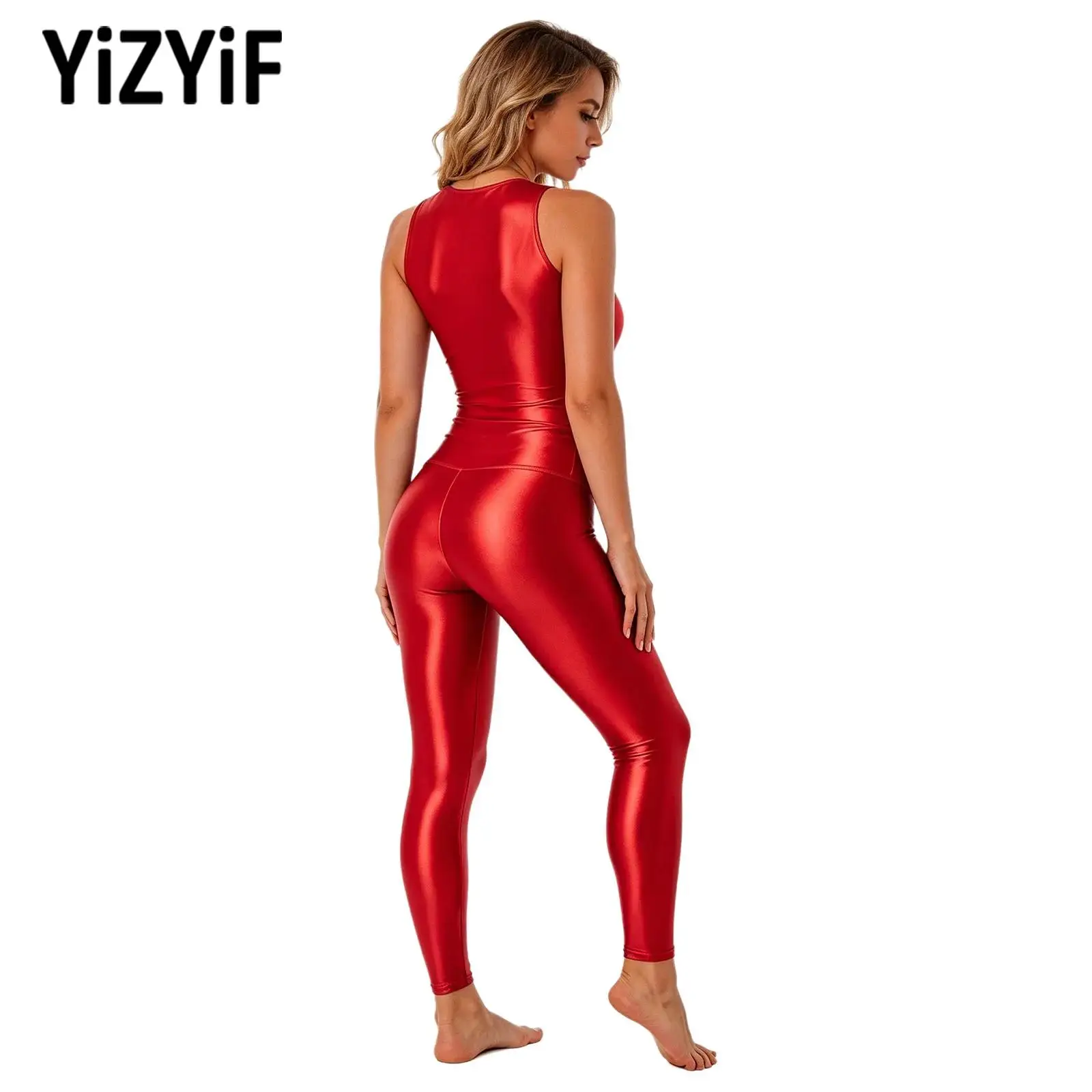 Women Glossy Bodysuit Jumpsuit Tank Top Wide Elastic Leggings Stretchy Breathable Quick Dry for Yoga Fitness Gym Swim Summer
Women Glossy Bodysuit Jumpsuit Tank Top Wide Elastic Leggings Stretchy Breathable Quick Dry for Yoga Fitness Gym Swim Summer