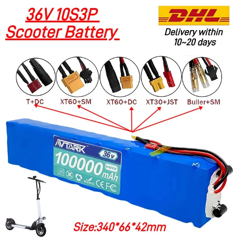 36V 100Ah Rechargeable Lithium Battery Pack 21700 10S3P 1000W⚡ Power Modified 36V Electric Scooter Battery with BMS, SYP
36V 100Ah Rechargeable Lithium Battery Pack 21700 10S3P 1000W⚡ Power Modified 36V Electric Scooter Battery with BMS, SYP