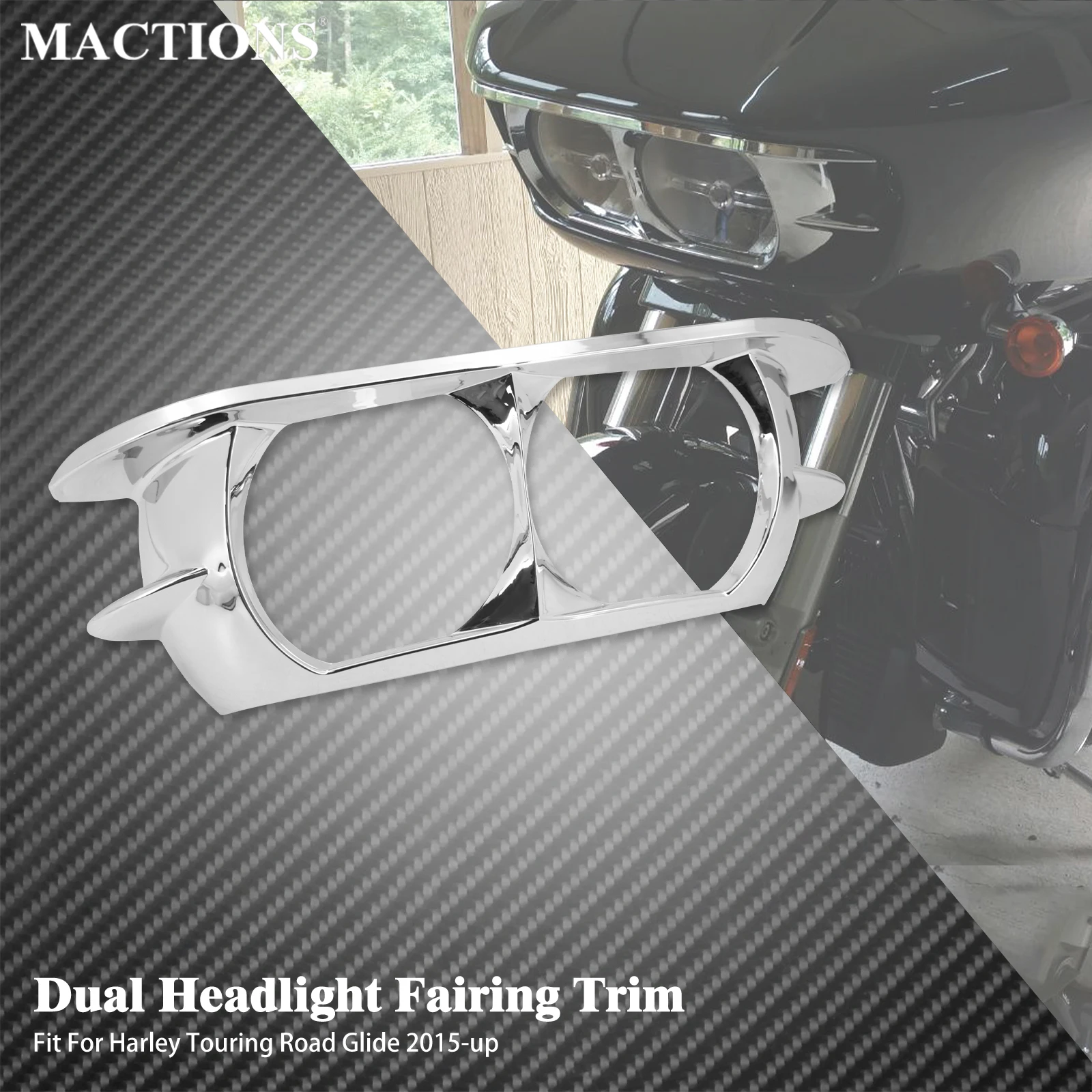 Chrome Dual Headlight Fairing Trim Bezel Scowl Cover For Harley Touring Road Glide Special FLTRXS Road Glide FLTRX CVO 2015-2021
Chrome Dual Headlight Fairing Trim Bezel Scowl Cover For Harley Touring Road Glide Special FLTRXS Road Glide FLTRX CVO 2015-2021