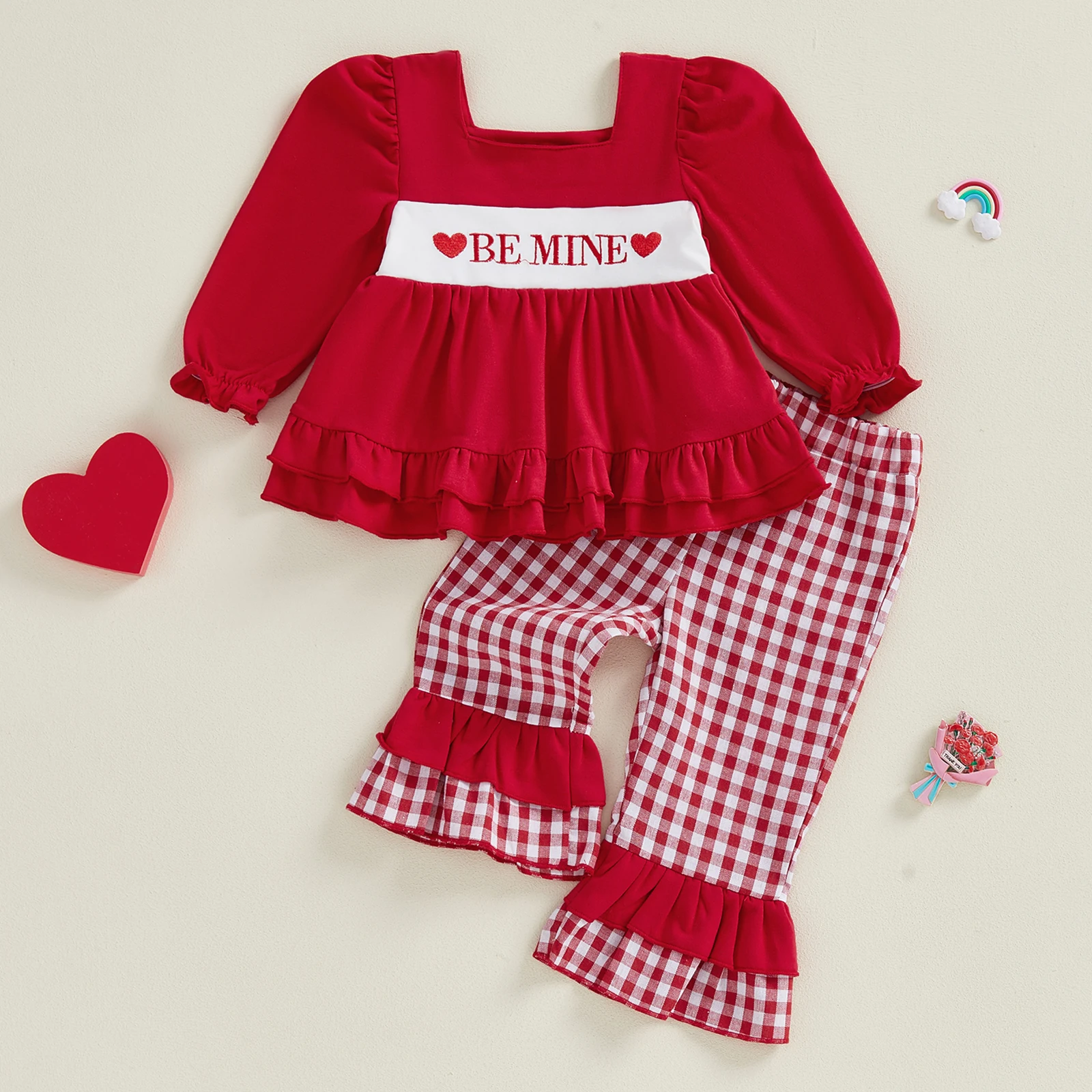 Toddler Girl Valentine’s Day Clothing Set with Long Sleeve Letter Tops and Plaid Flare Pants - Adorable Baby Outfit for the
Toddler Girl Valentine’s Day Clothing Set with Long Sleeve Letter Tops and Plaid Flare Pants - Adorable Baby Outfit for the