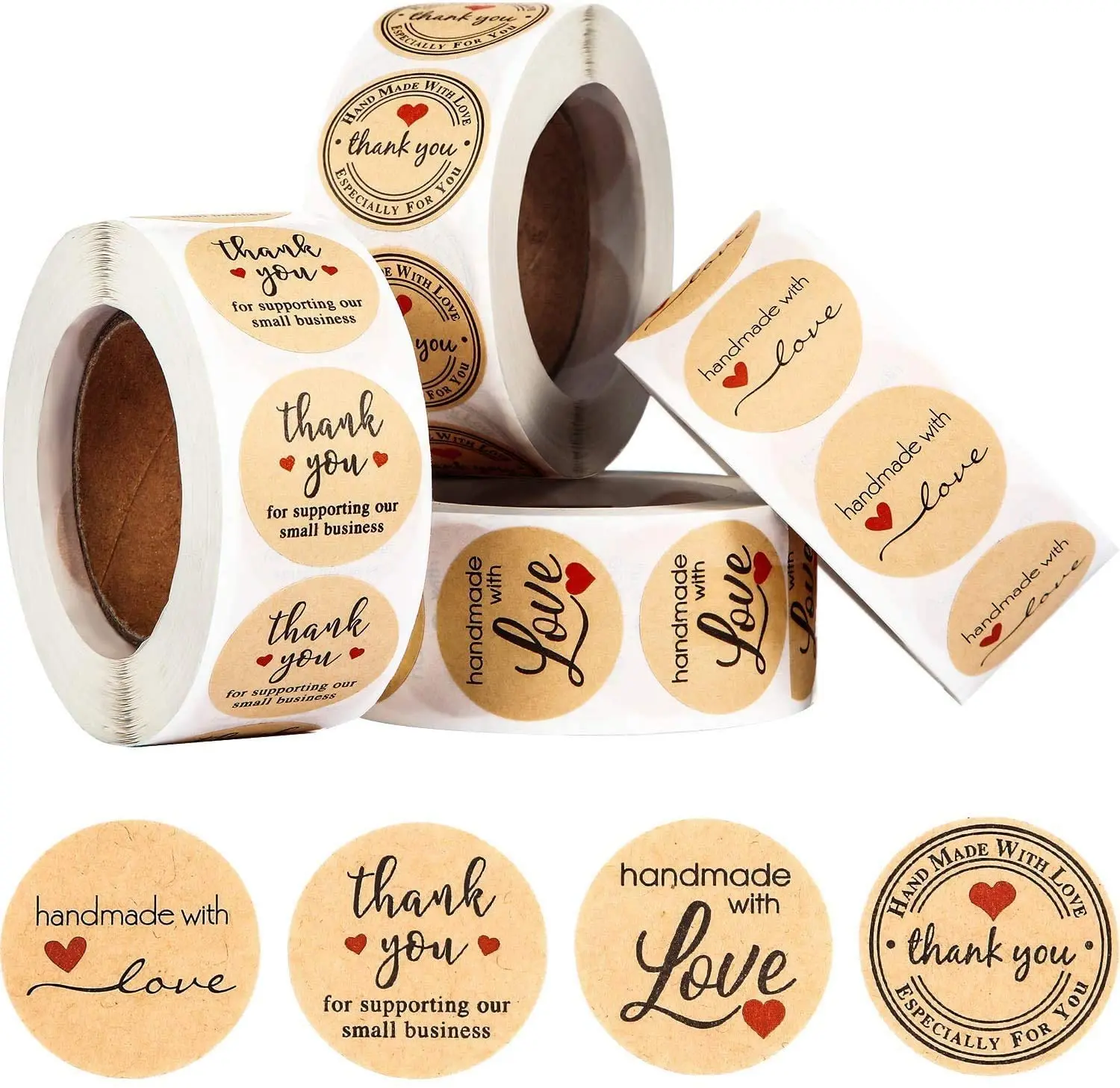 Handmade with Love Stickers Roll Thank You Label Stickers Label Kraft Round Adhesive Stickers 4
Handmade with Love Stickers Roll Thank You Label Stickers Label Kraft Round Adhesive Stickers 4