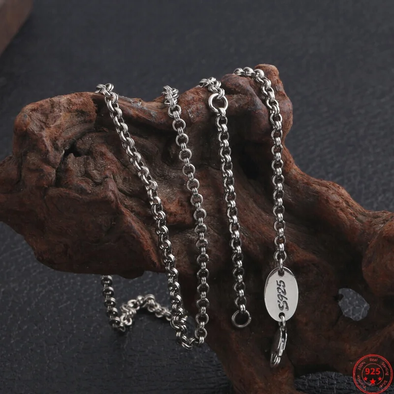S925 Sterling Silver Necklaces for Men Women Six Character Mantra 3mm Doublerings O-Chain Vintage Argentum Jewelry Wholesale
S925 Sterling Silver Necklaces for Men Women Six Character Mantra 3mm Doublerings O-Chain Vintage Argentum Jewelry Wholesale