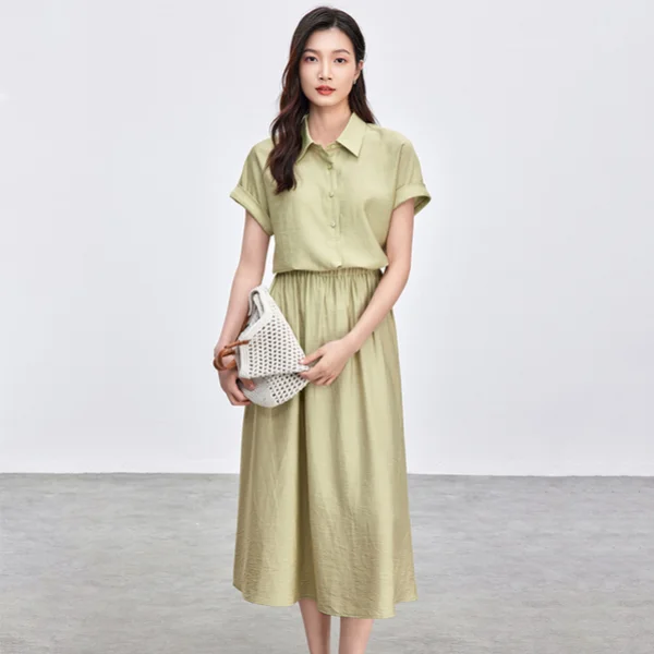 SENTUBILA Women's 2 Piece Turn Down Collar Single Breasted Shirt A-line Elastic Waist Midi Skirt Matching Set 152Z59168
SENTUBILA Women's 2 Piece Turn Down Collar Single Breasted Shirt A-line Elastic Waist Midi Skirt Matching Set 152Z59168