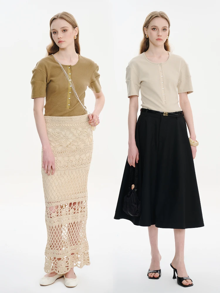 YMAIMAI Spring Summer New Slim Fit Henry Collar ort Sve T-irt Five Color Ribbed Cotton Commute Sle Women's Top
YMAIMAI Spring Summer New Slim Fit Henry Collar ort Sve T-irt Five Color Ribbed Cotton Commute Sle Women's Top