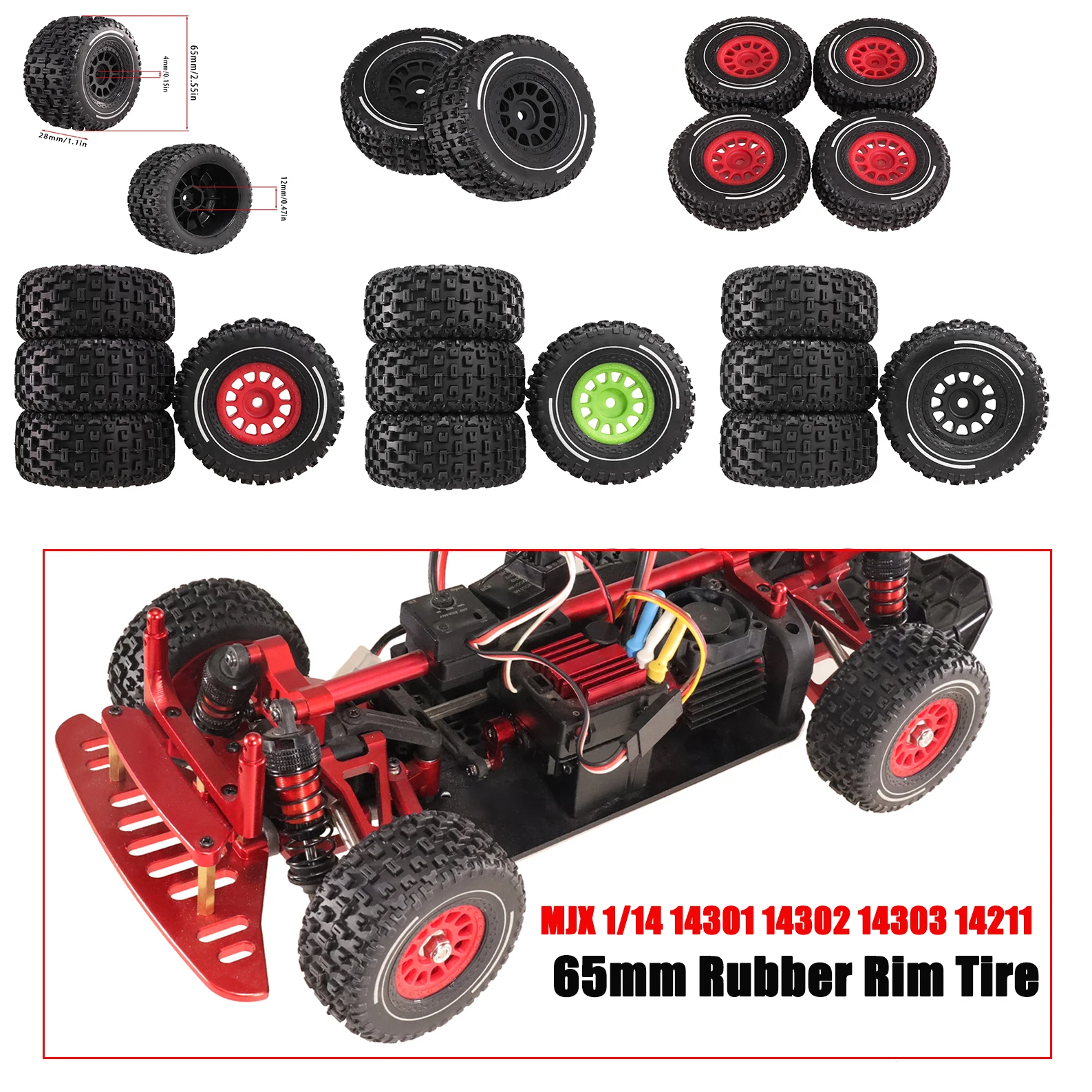 MJX 1/14 14301 14302 14303 14211 RC Car Spare Parts Upgrade Part 65mm Rubber Rim Tire
MJX 1/14 14301 14302 14303 14211 RC Car Spare Parts Upgrade Part 65mm Rubber Rim Tire
