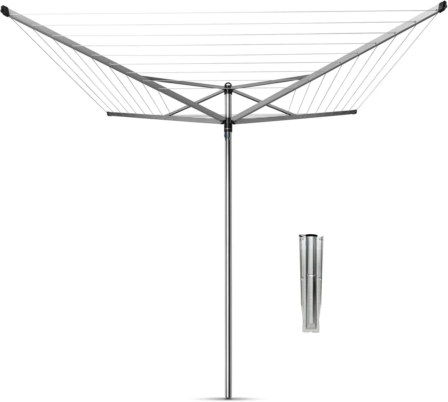 Topspinner Outdoor 4 Arm Spinning Clothesline (164 ft/Ø 1.8") Rotating, Folding Clothes Drying Rack + Ground Spike (Gray
Topspinner Outdoor 4 Arm Spinning Clothesline (164 ft/Ø 1.8") Rotating, Folding Clothes Drying Rack + Ground Spike (Gray