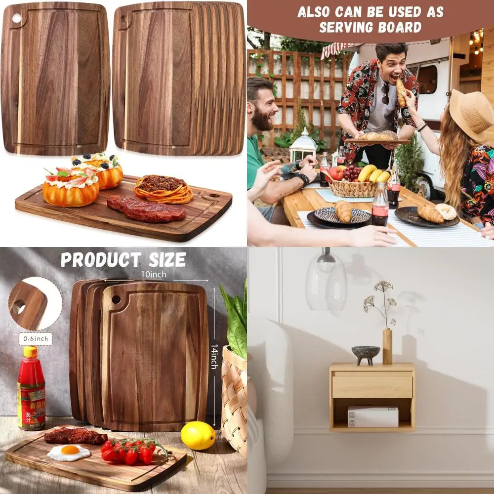 Acacia Wood Cutting Board 14x10 - Reversible Kitchen Chopping Board and Serving Tray for Charcuterie, Ideal for Butcher Blocks
Acacia Wood Cutting Board 14x10 - Reversible Kitchen Chopping Board and Serving Tray for Charcuterie, Ideal for Butcher Blocks
