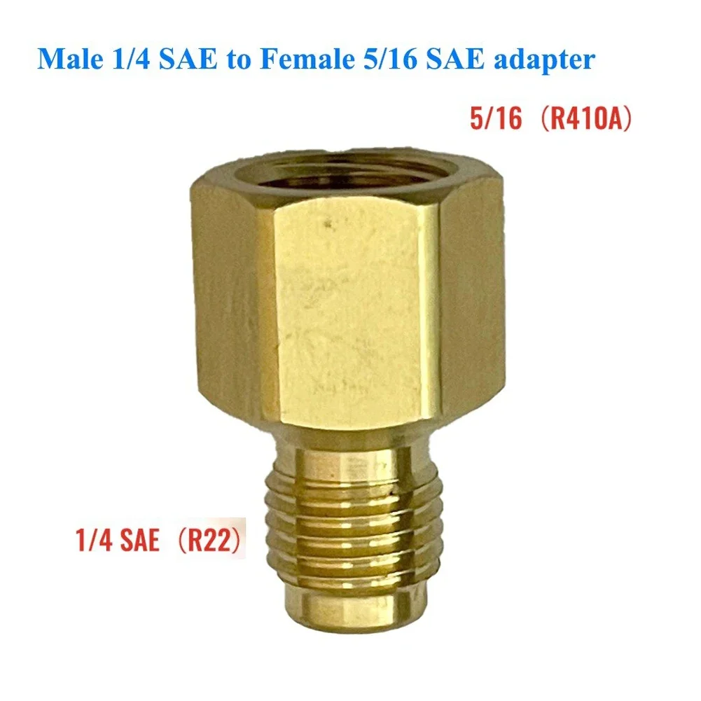 Dual Threaded R410 Adapter for Brass Adapters Male 1/4 SAE to Female 5/16 SAE with Quick Coupling Easy to Install (2Pcs)
Dual Threaded R410 Adapter for Brass Adapters Male 1/4 SAE to Female 5/16 SAE with Quick Coupling Easy to Install (2Pcs)