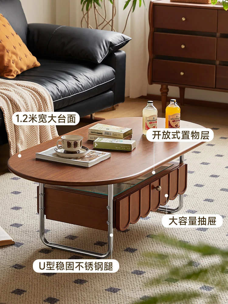 Milek solid wood coffee table living room household French retro minimalist light luxury small apartment oval edge table small t
Milek solid wood coffee table living room household French retro minimalist light luxury small apartment oval edge table small t