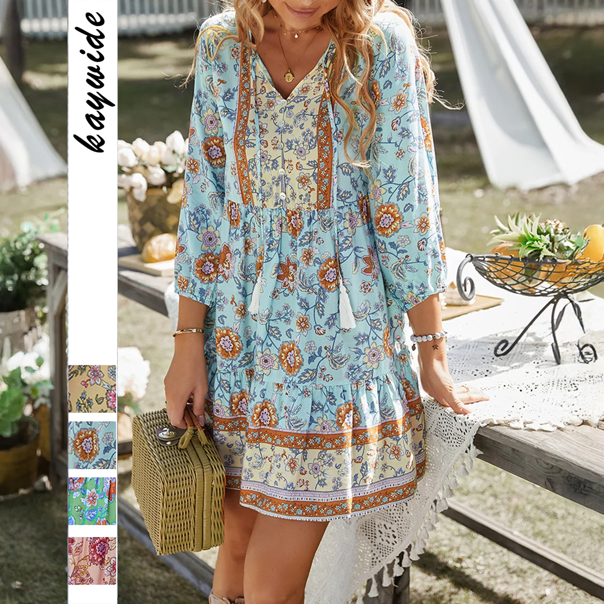 Women's Retro V-neck Lace Up Button Casual Short Skirt For Summer Plus Size Dress
Women's Retro V-neck Lace Up Button Casual Short Skirt For Summer Plus Size Dress