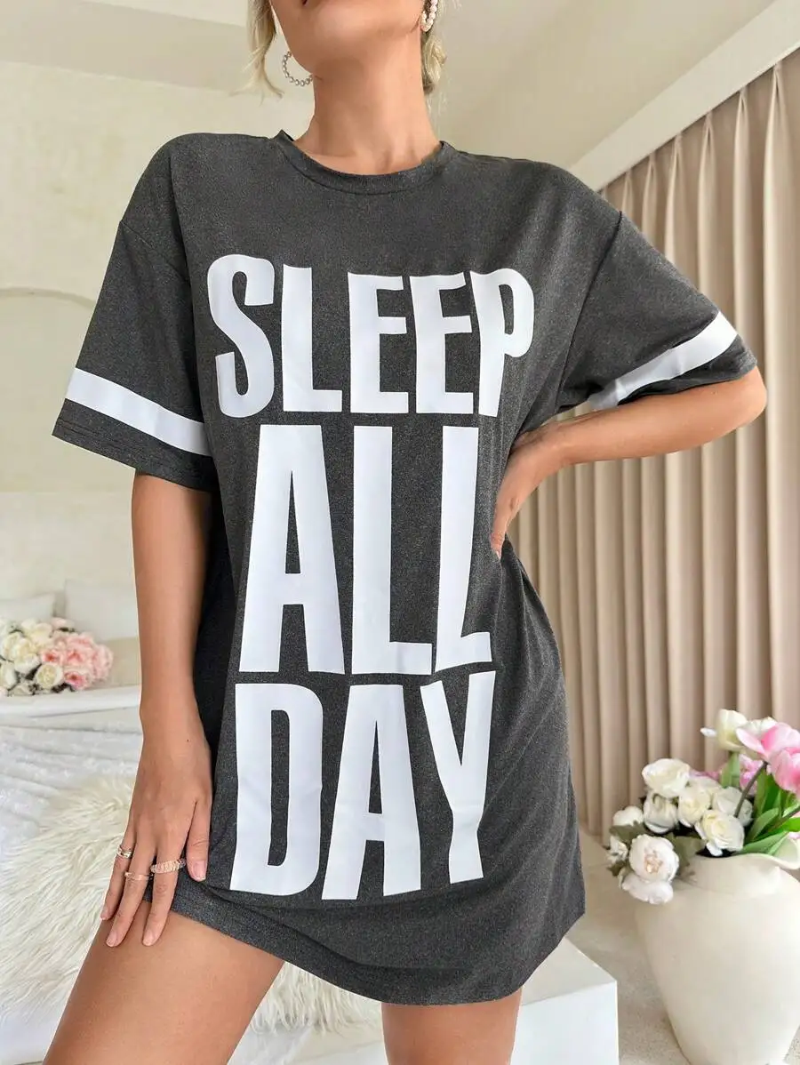 Sleep All Day Slogan Graphic Oversized Nightgown Pajama Dress
Sleep All Day Slogan Graphic Oversized Nightgown Pajama Dress