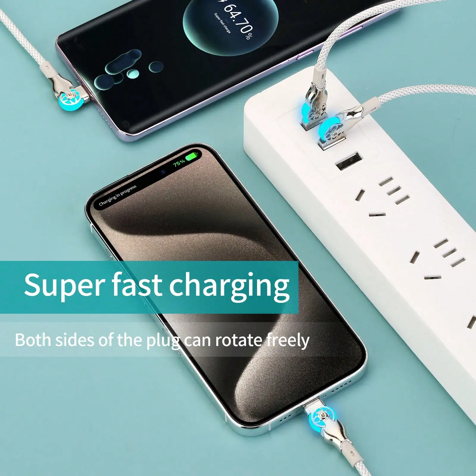 3PCS USB-A To Type-C 65W Fast Charging Cable, 180' Rotatable Nylon Braid, Luminous Design For Family, Friends, Birthday And Summer Gifts. Suitable For Automobiles, Offices, Schools, Dormitories, And Home Use Compatible With IPhone 16, 16 Pro Max, 15, 15 P
3PCS USB-A To Type-C 65W Fast Charging Cable, 180' Rotatable Nylon Braid, Luminous Design For Family, Friends, Birthday And Summer Gifts. Suitable For Automobiles, Offices, Schools, Dormitories, And Home Use Compatible With IPhone 16, 16 Pro Max, 15, 15 P