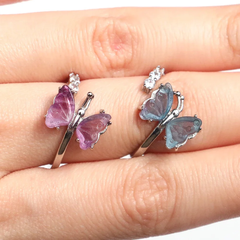 Mineraali Random 1PC Rainbow Fluorite Butterfly Open Rings Sliver Metal Colorful Reiki Healing Quartzs Romantic Adjustable Rings
Mineraali Random 1PC Rainbow Fluorite Butterfly Open Rings Sliver Metal Colorful Reiki Healing Quartzs Romantic Adjustable Rings
