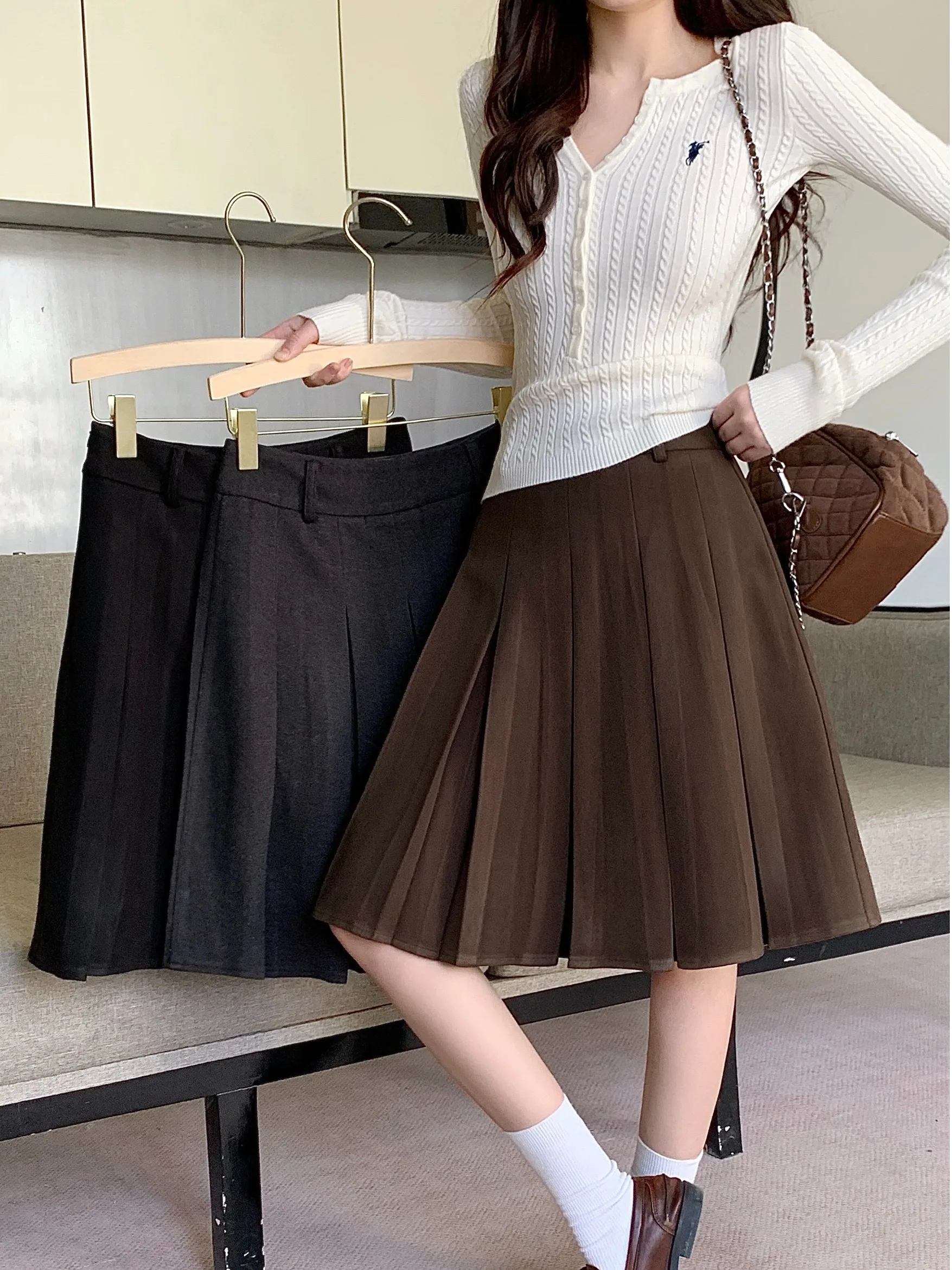 High Waist A-Line Skirt Korean Style Pleated plus Size Autumn Winter New Design Versatile Slimming Five-Quarter Length
High Waist A-Line Skirt Korean Style Pleated plus Size Autumn Winter New Design Versatile Slimming Five-Quarter Length